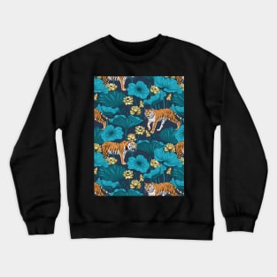 Tigers in the yellow lotus pond Crewneck Sweatshirt